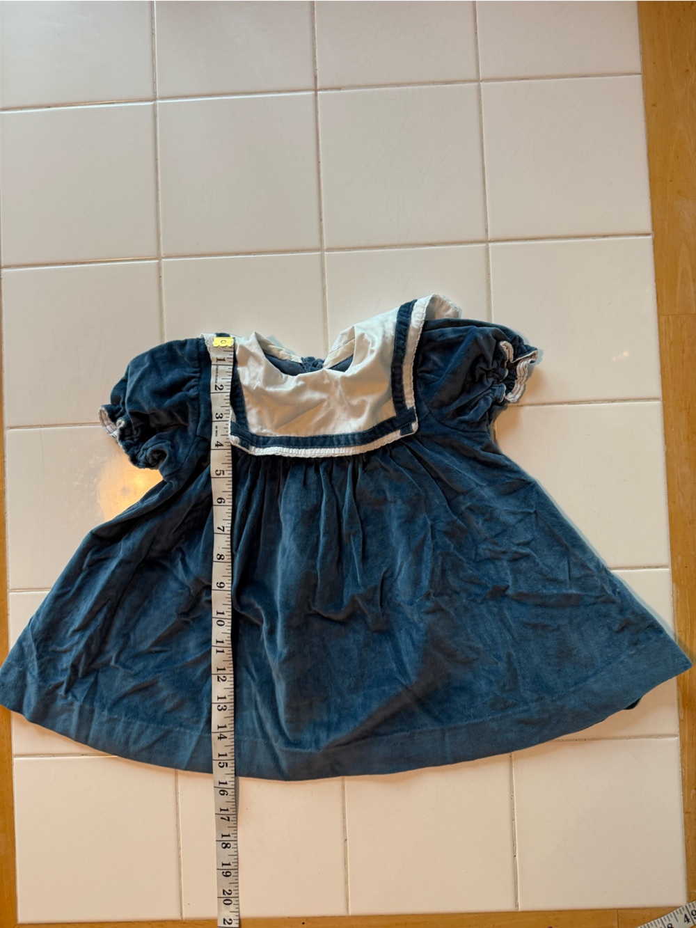 Vintage Baby Girl Sailor Dress Navy Blue and White Velvet Handmade 9-12 months - Picture 11 of 11